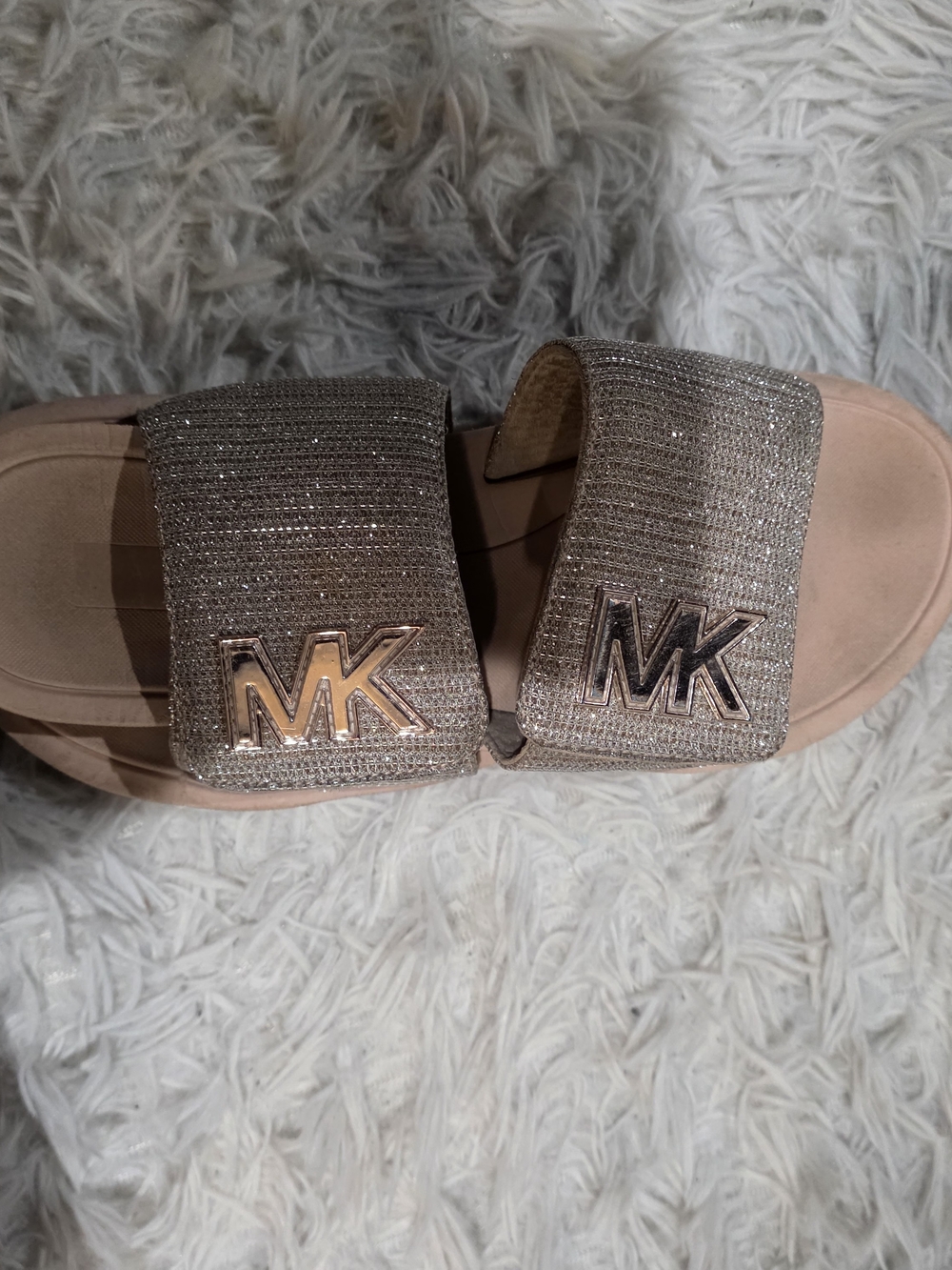 Michael Kors Girls' Metallic Pink Slide Sandals